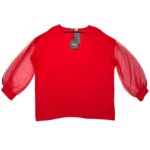 Aarya Czerwona Bluzka z Tiulowymi Rękawami - zdjęcie 1