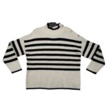 Primark Sweter Damski w Paski Guziki Kremowo-Czarny M 38 40 42 EU - zdjęcie 1