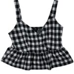 River Island Bluzka Kardigan Top Zestaw Damska Krata Czarny Biały M 38 EU - zdjęcie 4