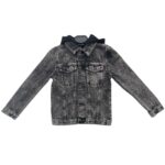 River Island Kurtka Dziecięca Jeansowa Czarna Kaptur 140 CM 9 10 Lat