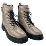 Botki Damskie Lakierowane Beżowe Rozmiar 38 - zdjęcie 1