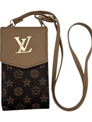 Inspirowana Louis Vuitton Torebka Damska Portfel Brązowa Beżowa Mała - zdjęcie 1