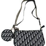 Torebka Damska Czarna Beżowa Wzorzysta na Ramię + Portfel - zdjęcie 2