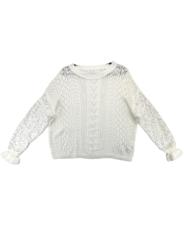 Sweter Damski Biały Ażurowy XXL 44 EU