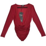 Missguided Body Damskie Czerwone Marszczenie M 38 EU - zdjęcie 1