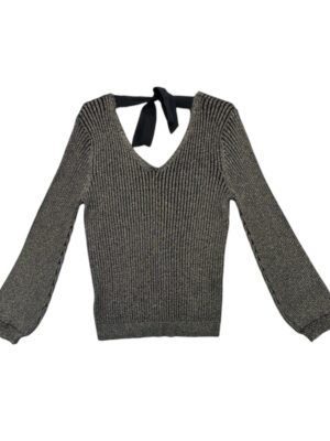 Marks Spencer Sweter Damski Metaliczny Czarno Złoty XL 42 EU - zdjęcie 3