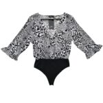 Boohoo Body Damskie Czarno Białe Wzóz Zwierzęcy L 40 EU
