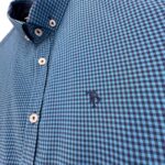 Tom Penn Koszula Męska Króki Rękaw Niebieska Kratka Slim Fit L 40 EU - zdjęcie 2