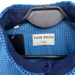 Tom Penn Koszula Męska Króki Rękaw Niebieska Kratka Slim Fit L 40 EU - zdjęcie 3
