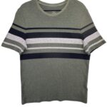 MS T-shirt Męski Bawełniany Paski Khaki L 40 EU - zdjęcie 1