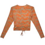 Monki Bluzka Damska Krótka Marszczona Pomarańczowa S 36 EU - zdjęcie 3