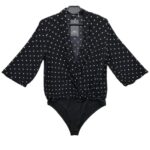 River Island Body Czarny W Kropki Kopertowy Dekolt S 36 EU - zdjęcie 1