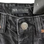 Zara Jeansy Damskie Mom Fit Czarne Postrzępione Nogawki S 36 EU - zdjęcie 2