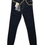 River Island Czarne Jeansy Skinny z Łańcuszkiem XXS 32 EU