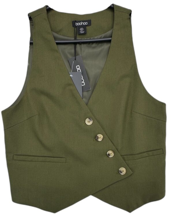 Boohoo Oliwkowa Kamizelka Marynarka XS 34 EU