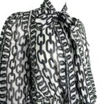 Zara Elegancka Bluzka z Kokardą Wzór Łańcucha S 36 EU - zdjęcie 2