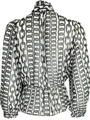 Zara Elegancka Bluzka z Kokardą Wzór Łańcucha S 36 EU - zdjęcie 3