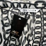 Zara Elegancka Bluzka z Kokardą Wzór Łańcucha S 36 EU - zdjęcie 4