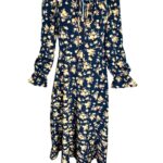 Kwiatowa Sukienka Midi w Stylu Vintage S 36 EU - zdjęcie 1