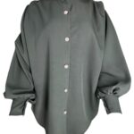 Elegancka Koszula Damska Oversize Zielona Guziki