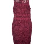 AX Paris Sukienka Damska Bordowa Koronkowa L 40 EU - zdjęcie 3
