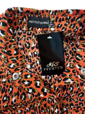 PrettyLittleThing Koszula Damska Pomarańczowa Panterka XXS 32 EU - zdjęcie 4