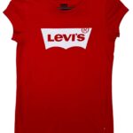 Inspirowana Levi's Koszulka Młodzieżowa Czerwona Czarne Logo 12 14 Lat 152 CM - zdjęcie 1