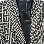 Damski Żakiet Wzorzysty Czarny Elegancki S M - zdjęcie 2