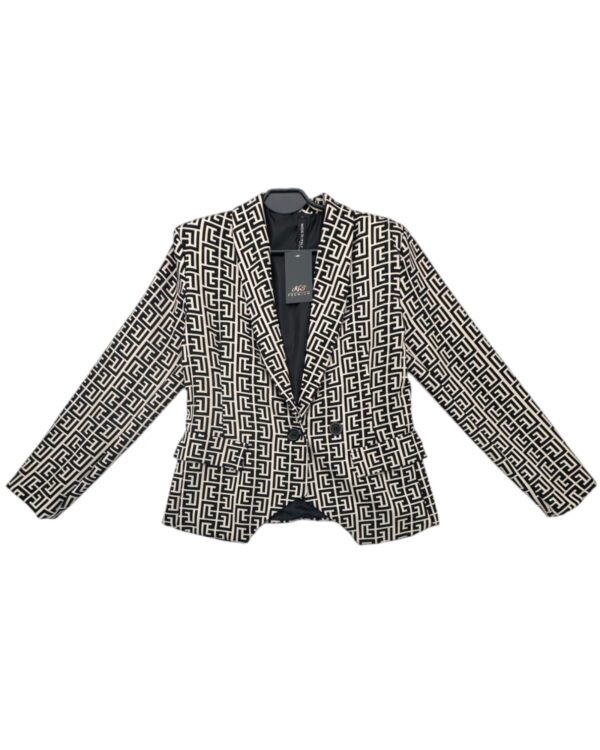 Damski Żakiet Wzorzysty Czarny Elegancki S M