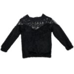 Damski Sweter z Koronką Czarny Elegancki - zdjęcie 3