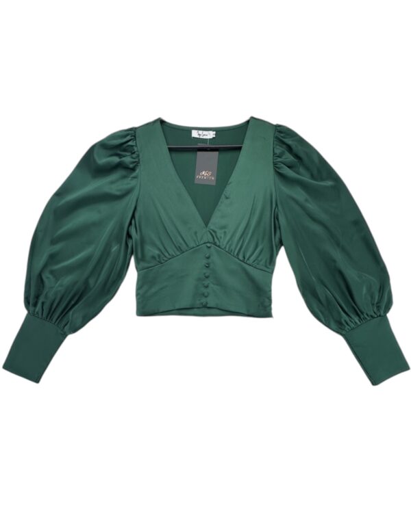 My Love Bluzka Damska Zielona Bufiaste Rękawy S 36 EU