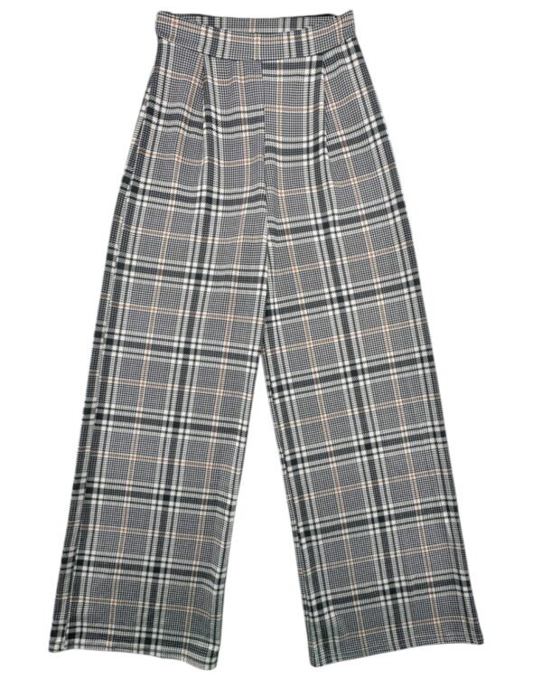 Boohoo Eleganckie Spodnie Damskie W Kratę Szerokie Nogawki S 36 EU
