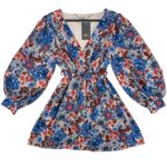 Made In Italy Sukienka Kwiatowy Wzór Bufiaste Rękawy One Size - zdjęcie 1