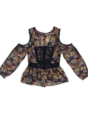 Topshop Bluzka Damska Boho Z Koronką Wzorzysta M 38 EU - zdjęcie 3