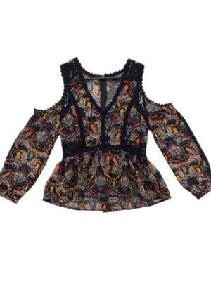 Topshop Bluzka Damska Boho Z Koronką Wzorzysta M 38 EU - zdjęcie 1