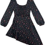 Wild Honey Sukienka Asymetryczna Czarna W Kwiaty S 36 EU - zdjęcie 3