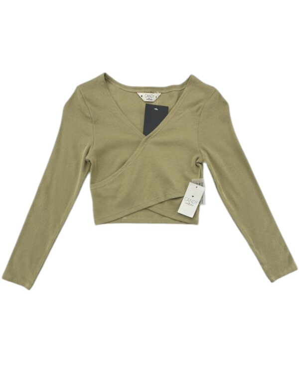 Candy Couture Bluzka Dziecięca Prążkowana Khaki Zielony 9 Lat 134 CM