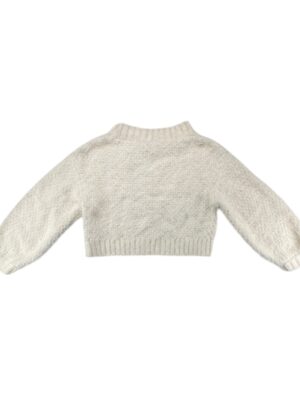 Glamorous Sweter Damski Futrzasty Krótki Warkocz Ecru XS 34 EU - zdjęcie 3