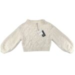 Glamorous Sweter Damski Futrzasty Krótki Warkocz Ecru XS 34 EU