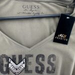 Guess Bluzka Damska Khaki Nadruk Z Aplikacją - zdjęcie 3