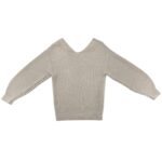 FF Sweter Damski Beżowy Z Połyskiem Dekolt V XS 34 EU - zdjęcie 3