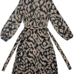 Sukienka Maxi Wzorzysta Czarno-Beżowa S 36 EU - zdjęcie 2