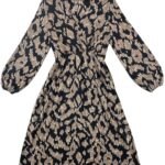 Sukienka Maxi Wzorzysta Czarno-Beżowa S 36 EU - zdjęcie 1