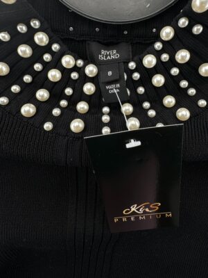 River Island Sukienka Czarna Z Perełkami XS 34 EU - zdjęcie 2