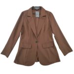 Brązowy Elegancki Żakiet Damski 4XL