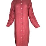 Made In Italy Sukienka Damska Koszulowa Ceglasty Len One Size - zdjęcie 1