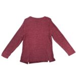 Sweter Damski Bluzka Z Ozdobnymi Guzikami Bordowy L 40 EU - zdjęcie 3