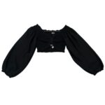 Pink Vanilla Bluzka Krótka Bufiaste Rękawy Czarna S 36 EU - zdjęcie 1