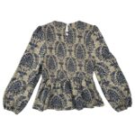 Bluzka Wzorzysta Beżowo-Granatowa L 40 42 EU - zdjęcie 2