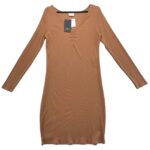 Vila Sukienka Brązowa Prążkowana - zdjęcie 1